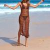Cover Up Dress Square Collar Sleeveless Side Slit Hem Design Beach Cover Up Dress Quick-Drying Hollow Low-Cut Sexy Swimwear Cover Up