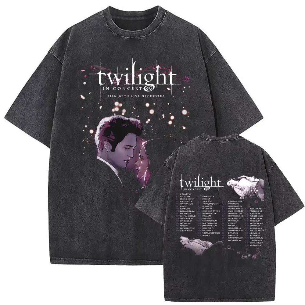 Wypłukane Vintage Film Zmierzch Miłośnik Książek Wampir Edward Cullen Koszulki Wilk Jacob Black Koszulka Koszulki Roberta Pattinsona