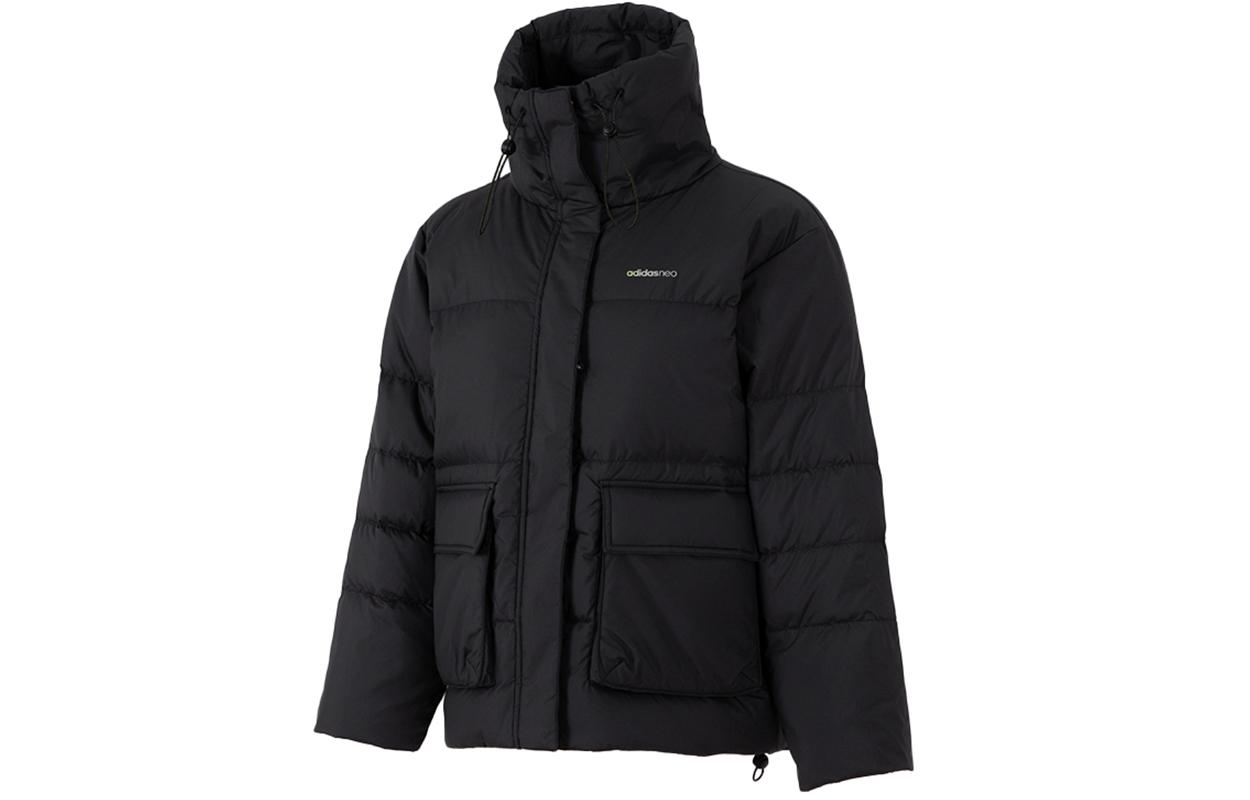 Adidas Neo Down Jackets Women s Black Stand Collar Moderate Puffer Jacket H18614 XL
