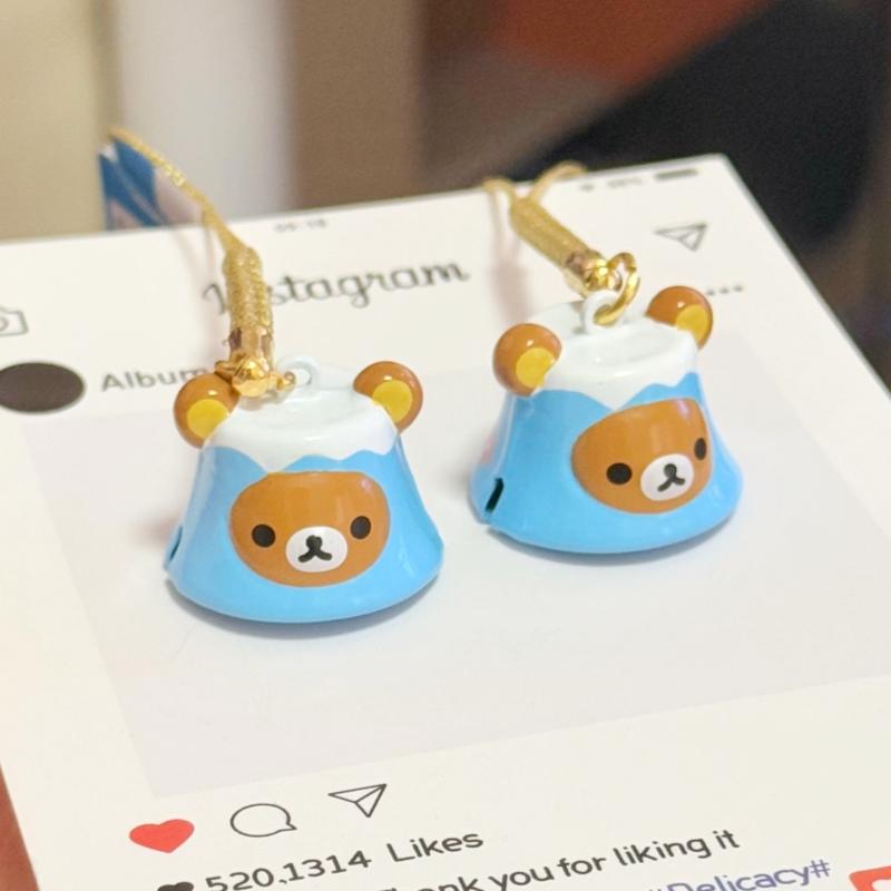 Mini Sanx Rilakkuma Keychain Kawaii Korilakkuma Jingle Bell Backpack Pendant Mount Fuji Cartoon Bear Decoration Bag Charm Gifts