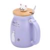 1Pc Lovely Cat Ceramic Cup with Spoon and Lid  Coffee Water Milk Mug for Drinkware Gift(Pink)