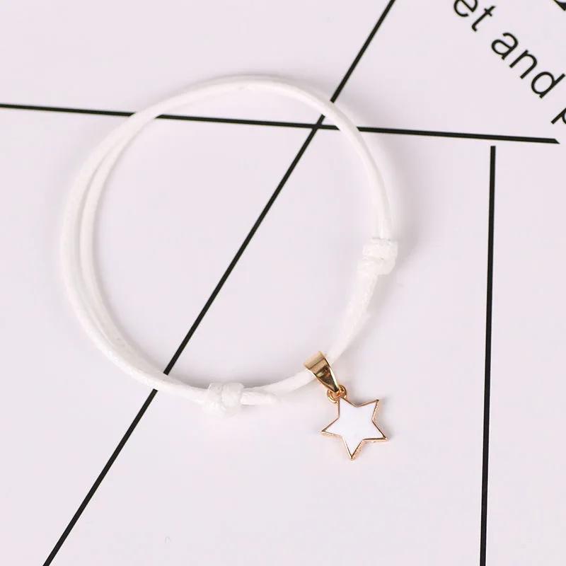

Originality Trendy Wax Thread Star Pendant Couple Bracelet for Women Men Vintage Personality Pentagram Bangle Jewelry Wholesale