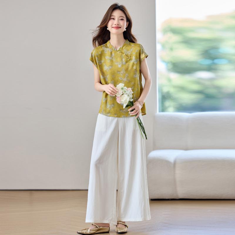 

Костюм женский летний новый облегающий топ универсальный модный повседневный брюки комплект из двух предметов XL