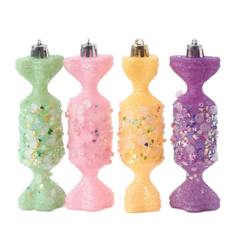Elegant Candy Color Christmas Tree Hanging Pendant Colorful Baubles for Holiday Decoration Indoor and Outdoor Ornament