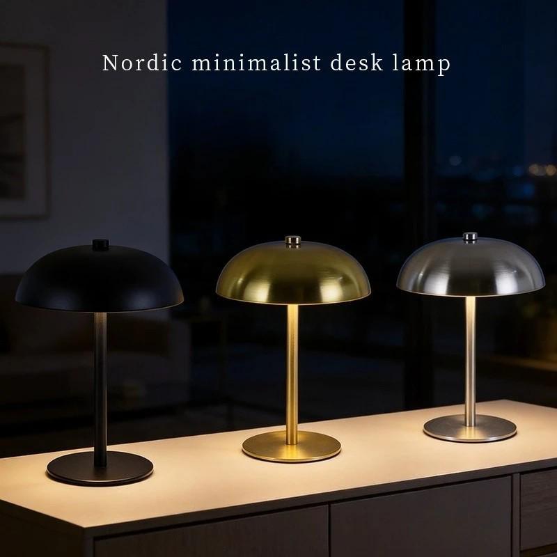 Creative USB Rechargeable Mushroom Desk Lamp - Dimmable Night Light for Bedroom, Study, Bar, or Hotel Atmosphere