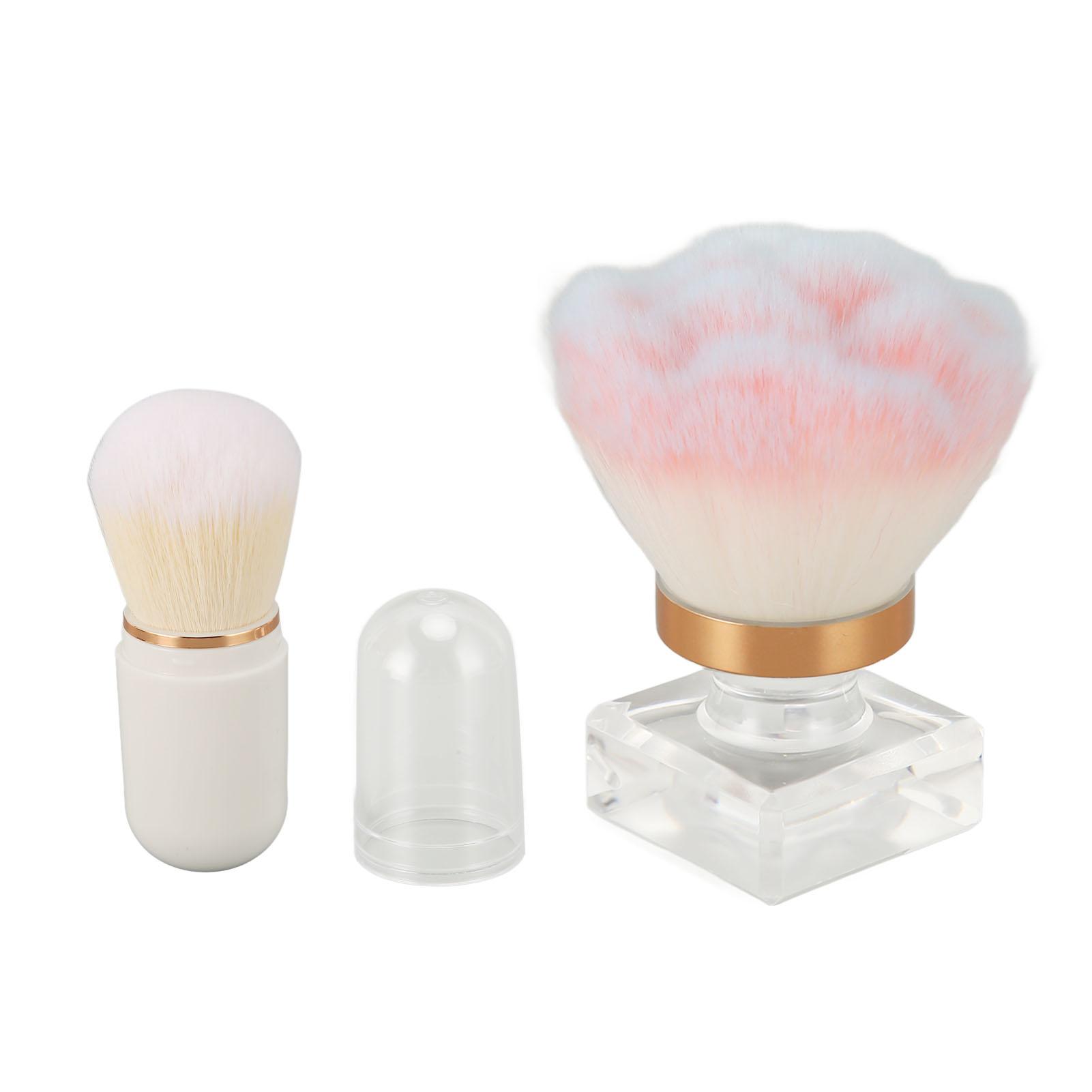 Makeup Brush Artificial Fiber Bristles Transparent Handle Powder Brush with Capsule Shape Brush for Loose Powder Blush