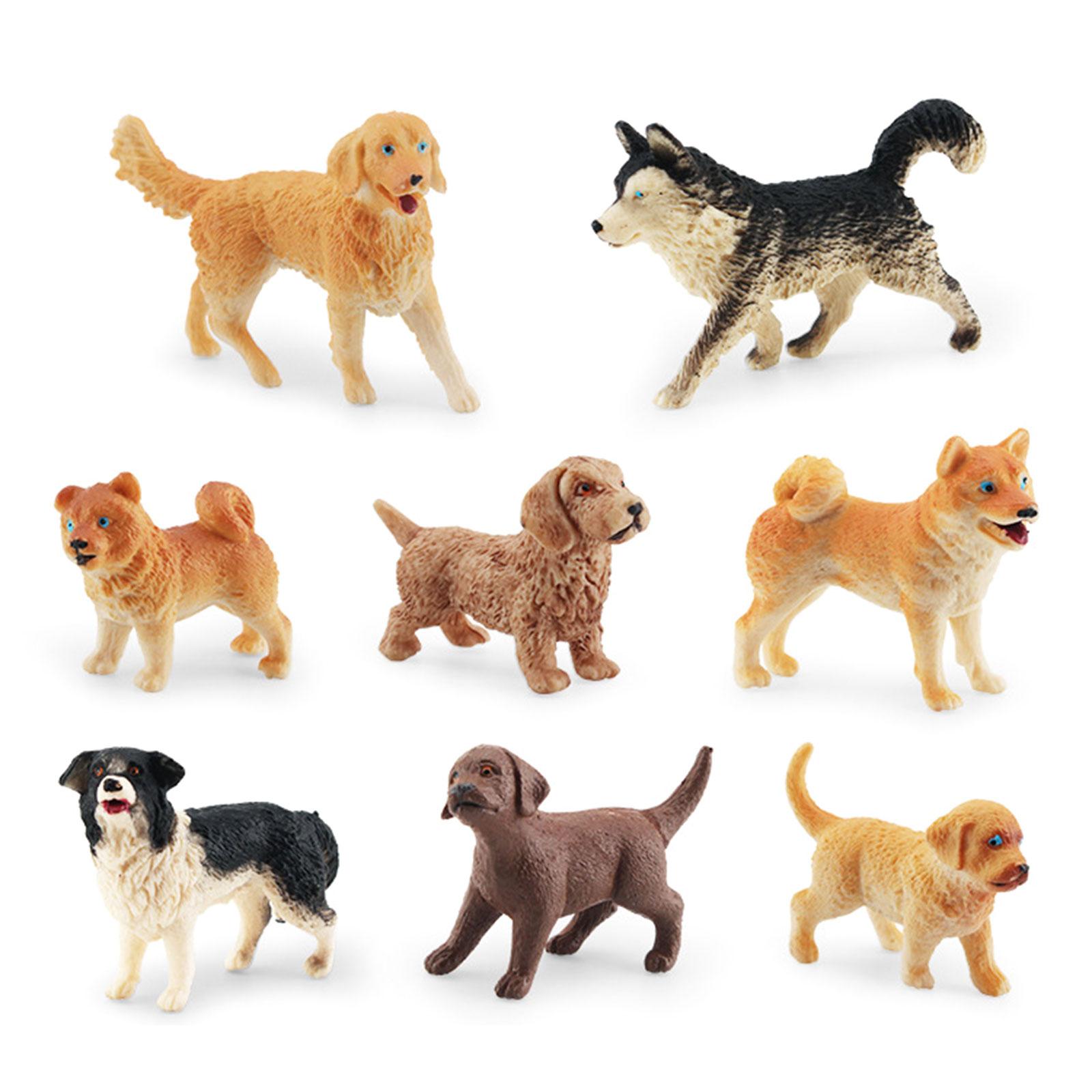 8PCS Dog Figurines Playset Mini Detailed Plastic Puppy Figures Cake Toppers Birthday Gift for Kids