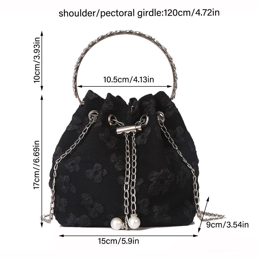 Fashion Nylon Shoulder Bags Pleated Floral Design Circle Handheld Handbag Exquisite Chain Crossbody Bag Ladies