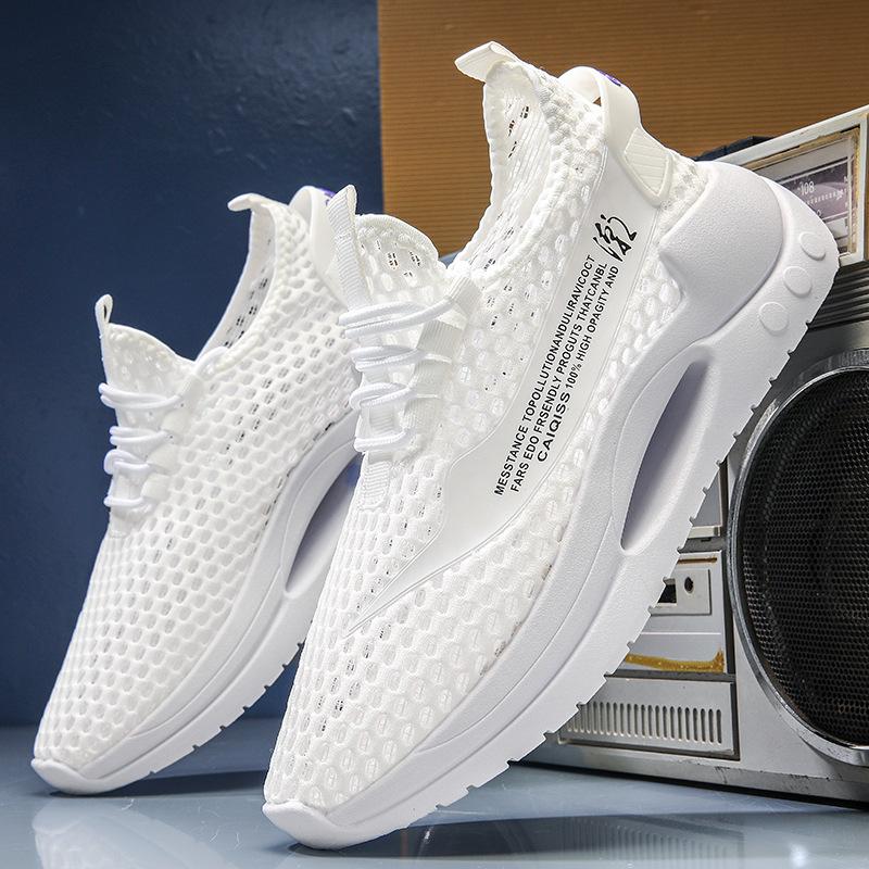 

Men s shoes summer breathable thin mesh hollow sports leisure mesh outdoor dad mesh shoes couple shoes 45 белый
