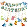 Dinosaur Party Decorations Banner And Spiral Hangings For Childrens Birthday Event