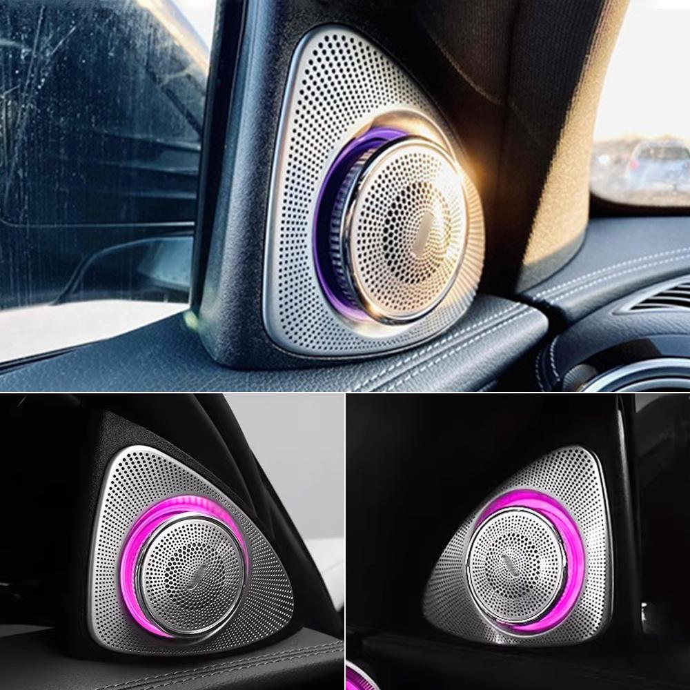 RGB 64 Colours 3D Rotation Glow Tweeter Speaker Ambient Light LED Speaker Horn for Mercedes Benz E-Class W213 E200 E250 E300D