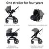 Poussette 3 en 1 Bébé Combinée Siège-Auto Nacelle Trio Réversible Réglable Haute Qualité Roues increvables Canne.NOIR
