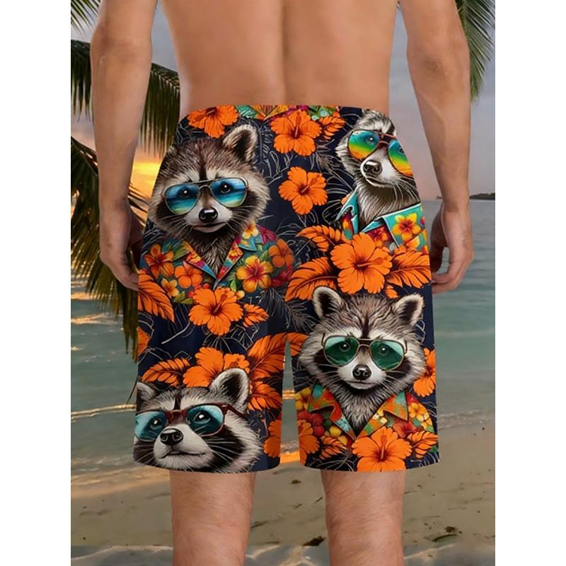 Men's Tropical Raccoon Digital Beach Shorts