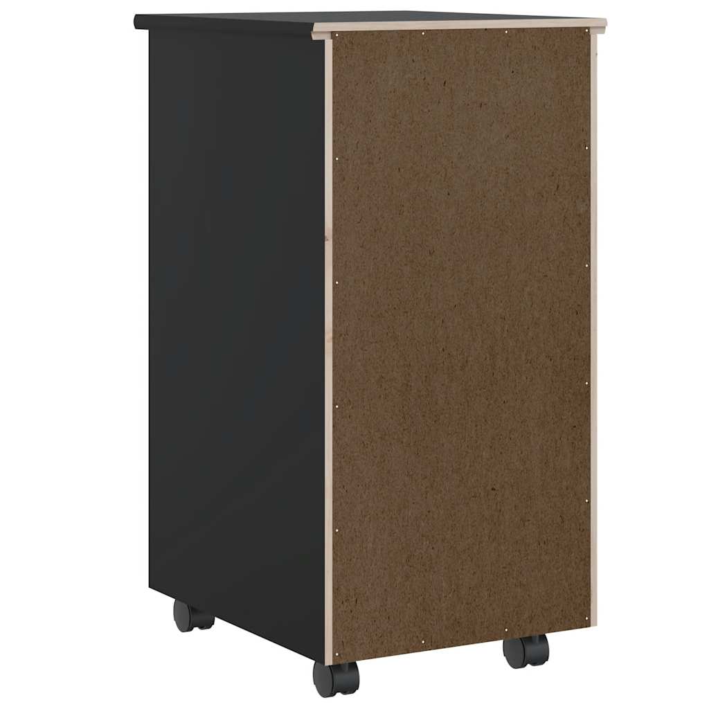 MOSS Mobile Drawer Cabinet in Black Solid Pine Wood