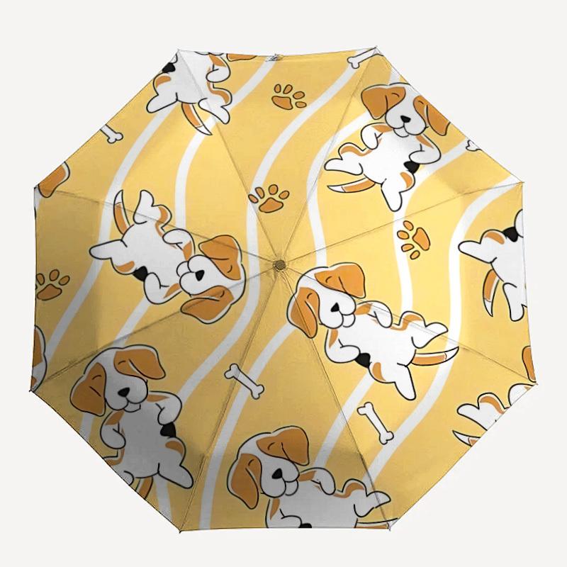 1pc Puppies Bones Fashionable Automatic Opening/Closing Folding Umbrella with 8 Bones, Windproof Portable, Daily Use065