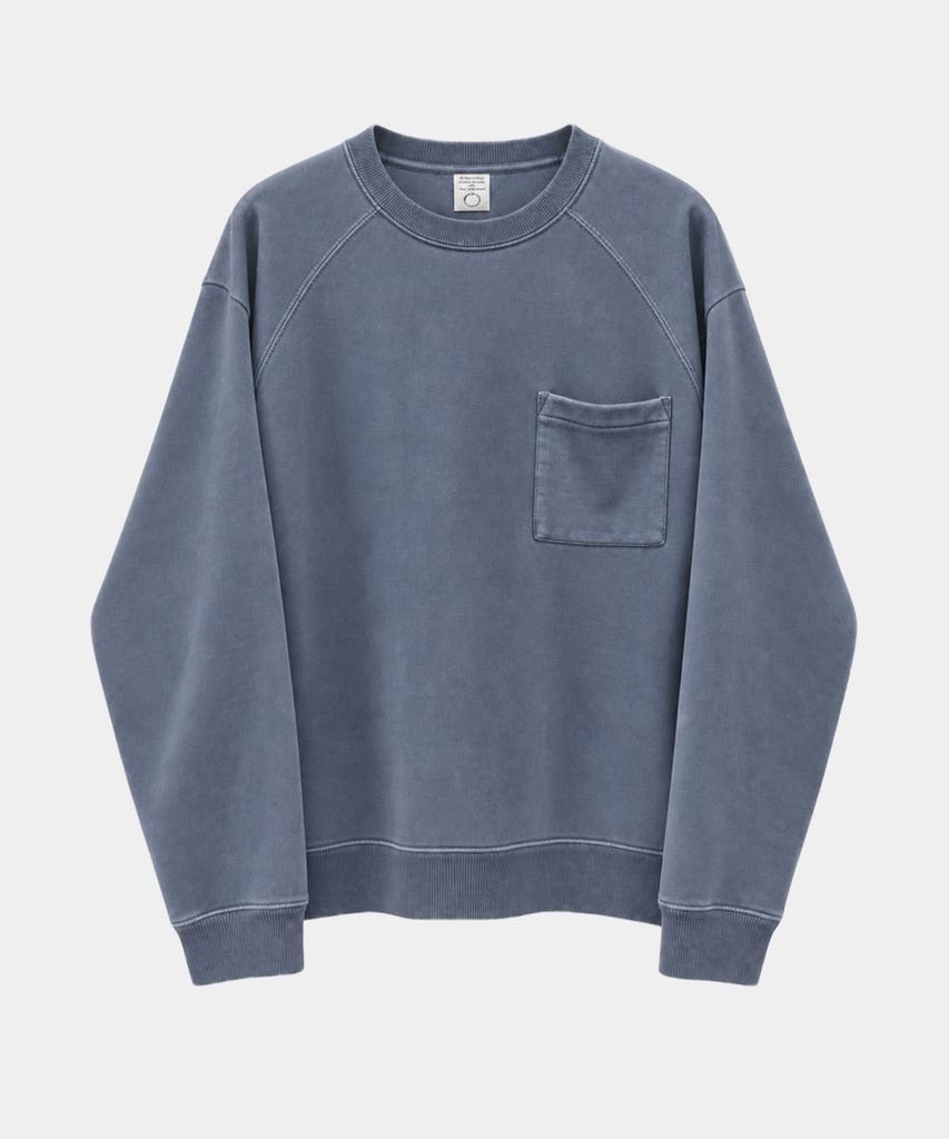 CHOWOO One Pocket Vintage Raglan Sweatshirt (Washed Navy)