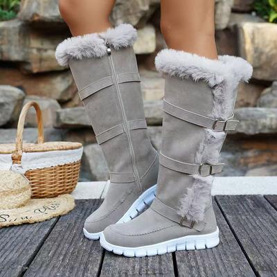 Women Over-the-Knee Boots Casual Plush Ankle Boots Flats Gladiator Sport Shoes Ladies Winter Fur Warm Chelsea Snow Boots Women