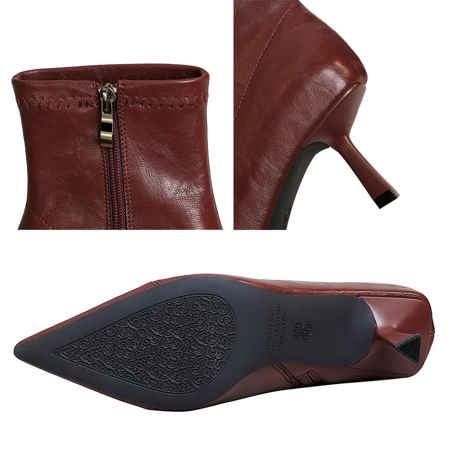 2025 Autumn Winter Shoes leather boots Women shoes side zipper Ladies ankle boots Pointed high-heeled boots Stiletto Short boots