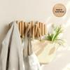 Wall-Mounted Coat Rack Rail Hook with 5 Retractable Wood Pegs – Modern, Space-Saving Storage Organizer,Aged Walnut