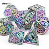 7 Pcs  Colorful Gear Wheel Metal Dice Hollow Metal Polyhedral Dice Set Suitable for Role-Playing RPG  Board Game Card Game