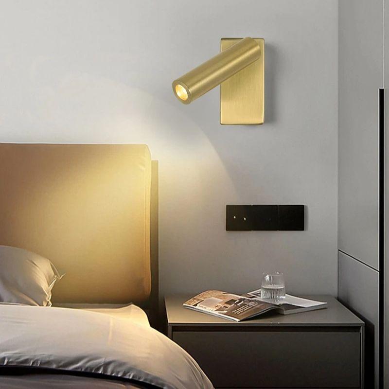 Modern 3W LED Bedside Lamp Wall Spotlight For Corridor Bedroom Hotel Night Book Study Reading Lamp Adjustable Rotate Wall Light