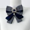 Korean Multi-layer Fabric Bow Brooch Rhinestone Crystal Shirt Collar Pins for Women Fashion Bowknot Jewelry Accessories