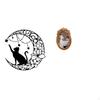 Moonlit Cat Sculpture Frame for Wall And Tabletop Display Black Metal Picture Holder Ornate