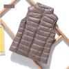 Lightweight Solid Color Women's Down Vest Short Vest Standing Collar Vest Lightweight 90% White Duck Down Coats Jacket
