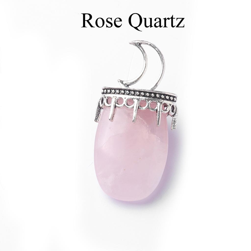 1Pc, Energy Natural Stone Moon Sun Pendant, Bohemian Style Reiki Healing Crystal Gemstone Charms for DIY Necklace Accessories, Creative Jewelry Making