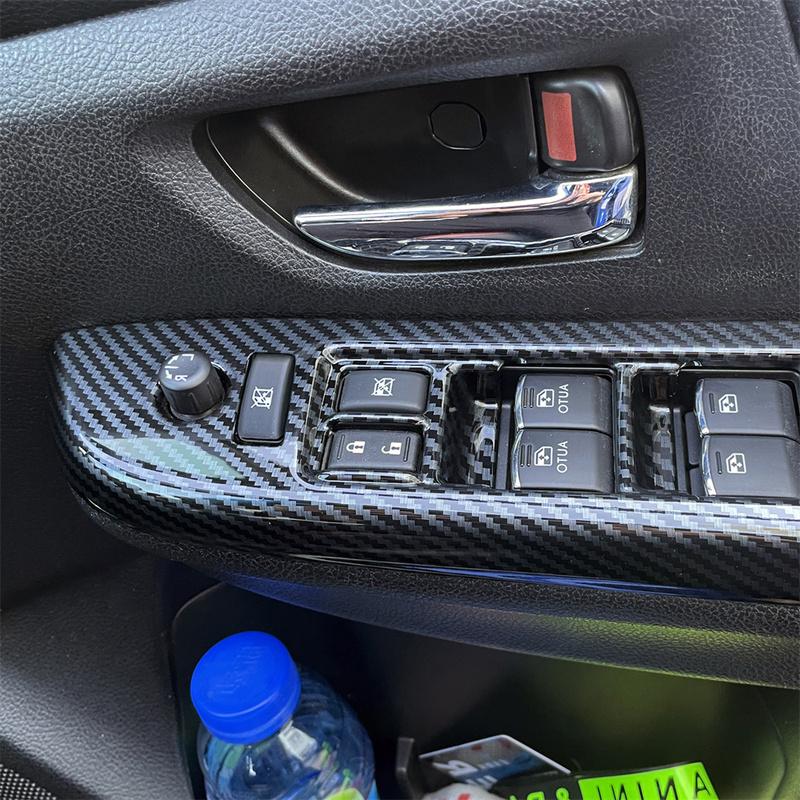 For Subaru WRX STI 2015- RHD Carbon Fiber Window Switch Panel Cover Door Armrest Lift Trim Black Interior Accessories 4Pcs