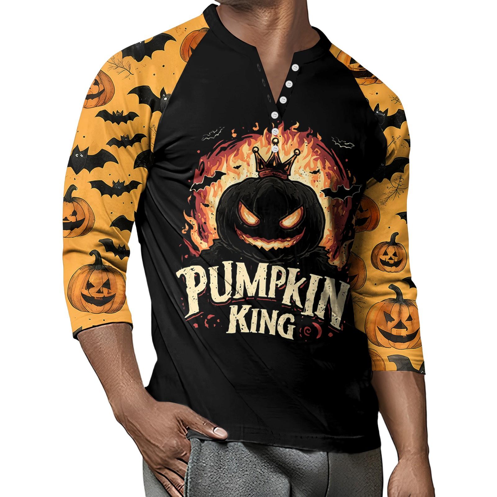 

Мужской контрастный топ реглан на пуговицах с рукавом 3/4 XXXL