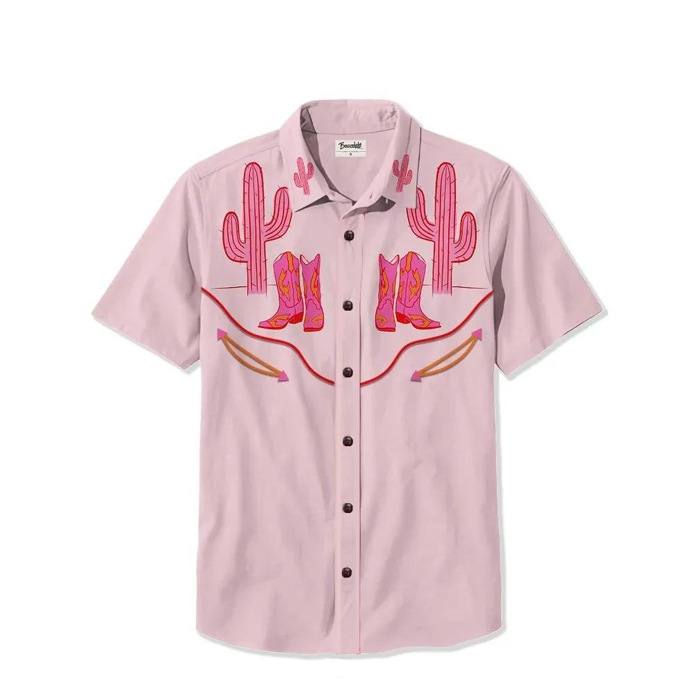 Men's Western Cowboy Style Short Sleeve Shirt Comfortable Breathable Summer Fashion Women's Shirt Top