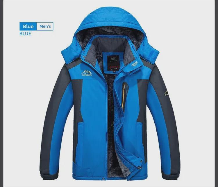 Men's Plus Size Winter Waterproof Windproof Mountaineering Jacket with Velvet Lining