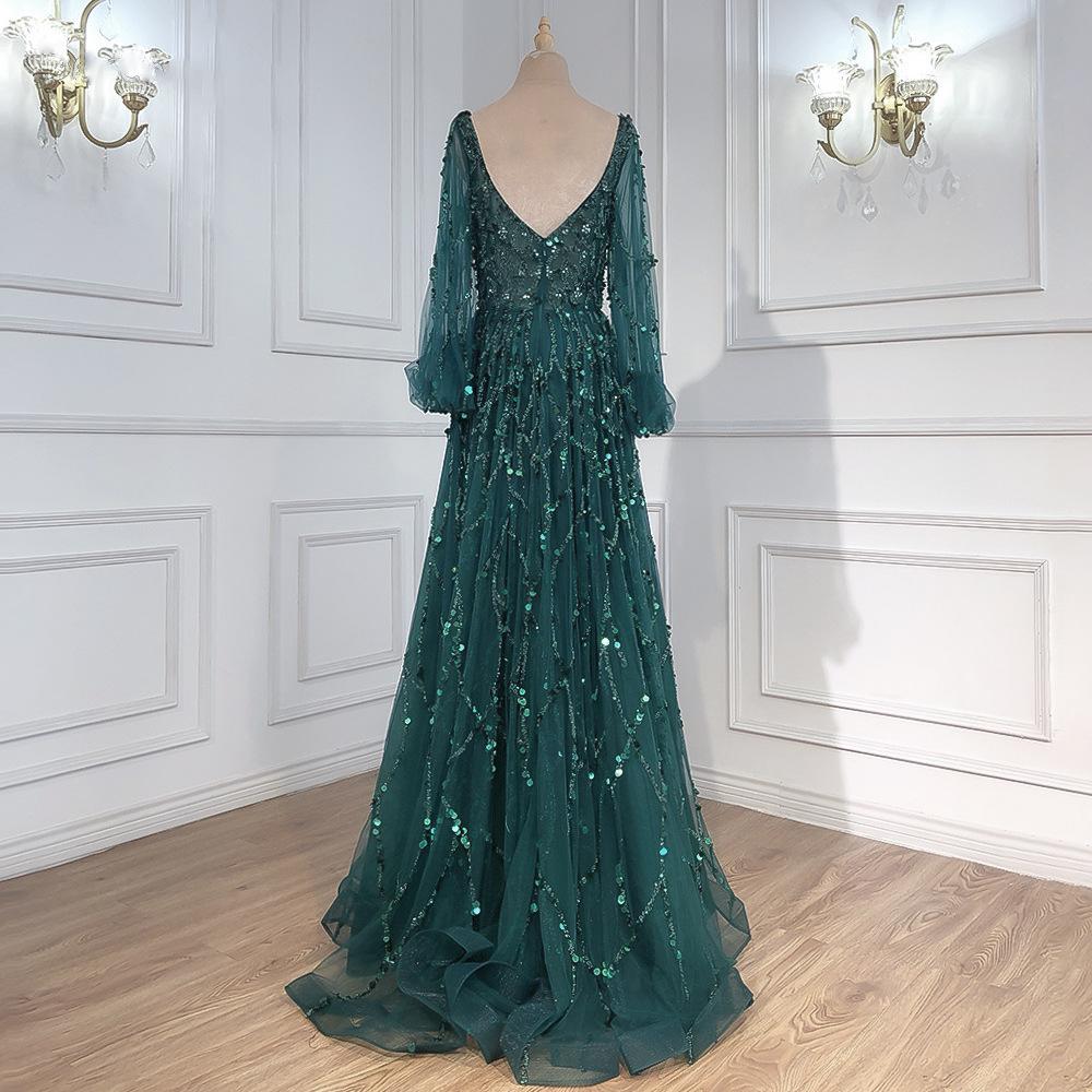 Gold Embellished Evening Gown Sexy Lady Queen Long Dress Heavy Workmanship Women's
