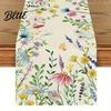 Linen Table Runner for Home Tulip Washable Blooming Flowers Spring Floral Dining Cloth Farmhouse Parties
