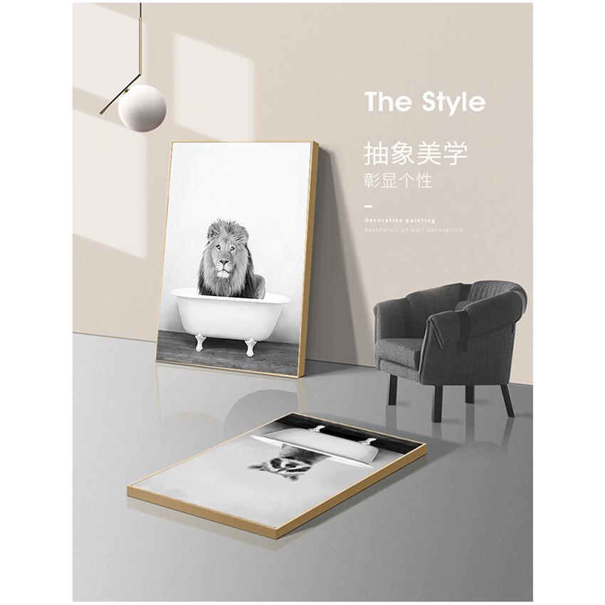 Painting Nursery Wall Art Nordic Picture Kid Room Decor Baby Animal In Bathtub Poster Panda Giraffe Elephant Lion Pig Cow Canvas No Frame