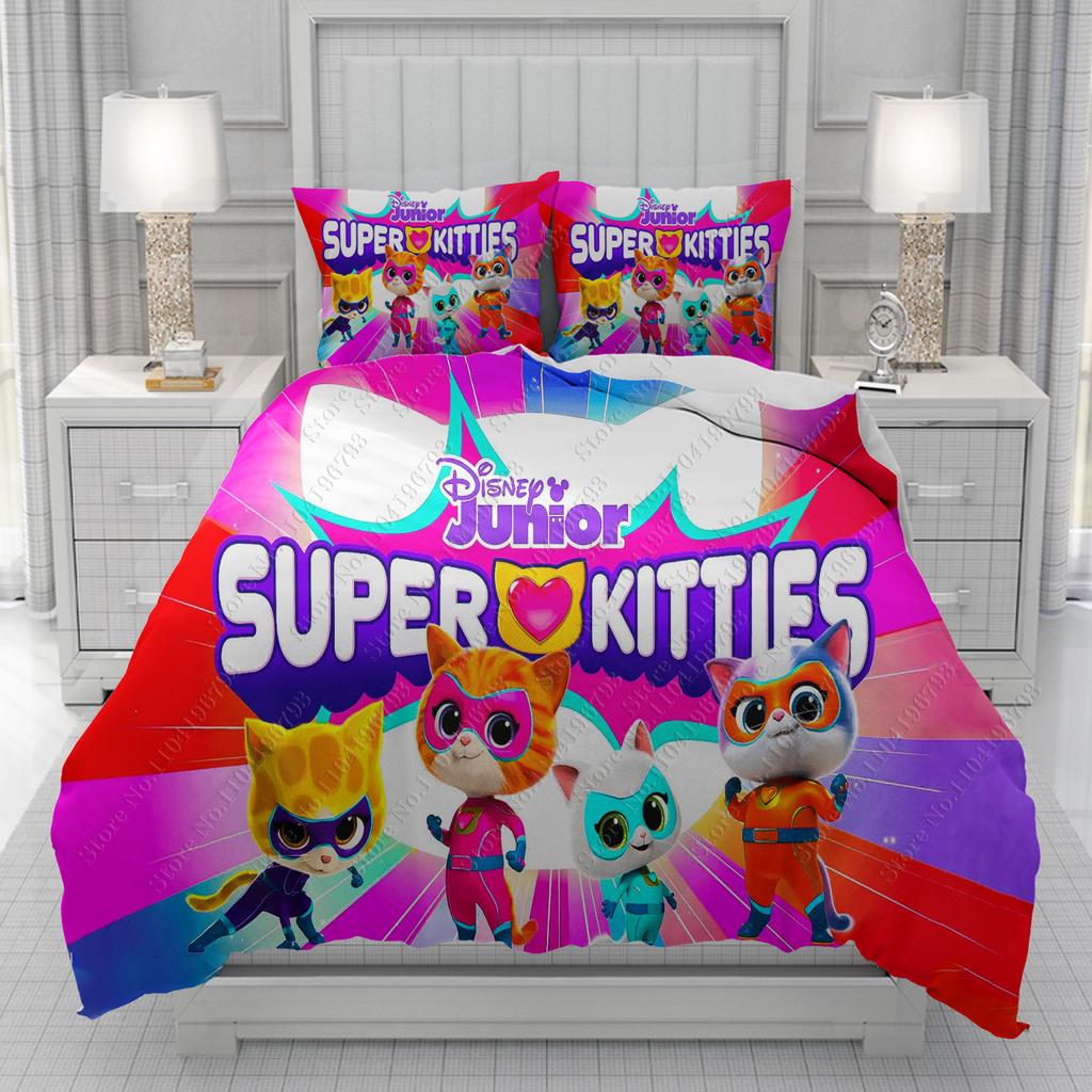 Super Kitties Duvet Cover Men women/Children KID Printing Cute Cartoon Bedding Set  Comforter Bed Soft
