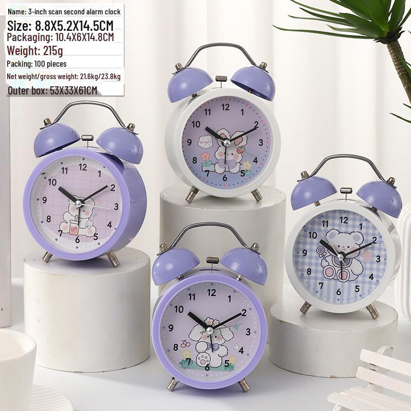 Retro-Wecker mit lauter Glocke und Nachtlicht – geräuschloser Nachttischwecker, kreatives Geschenk für Studenten und als Schlafzimmerdekor