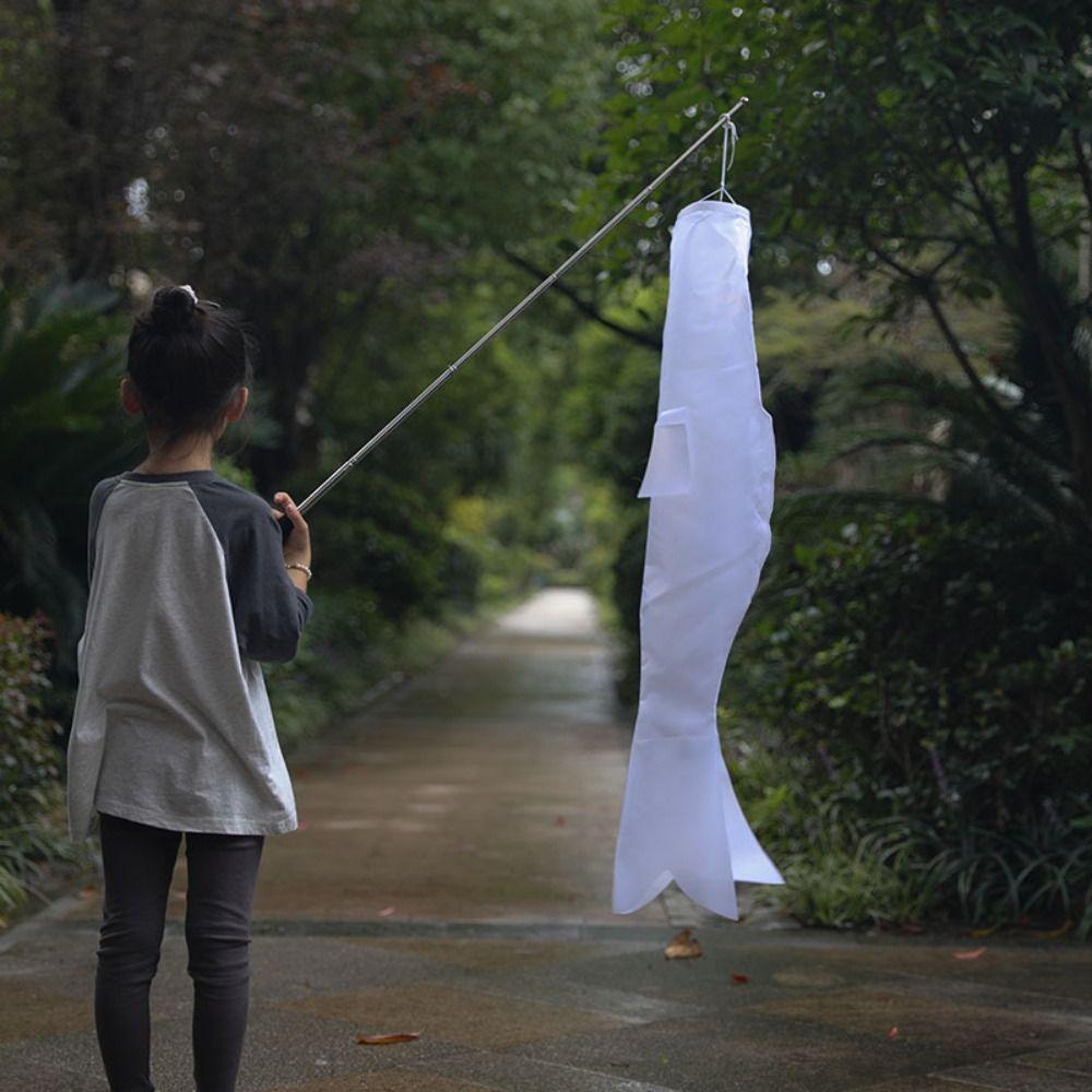 White Japanese Carp Flag Traditional DIY Fish Flag Creative Blank Japanese Koi Fish Flag  Outdoor