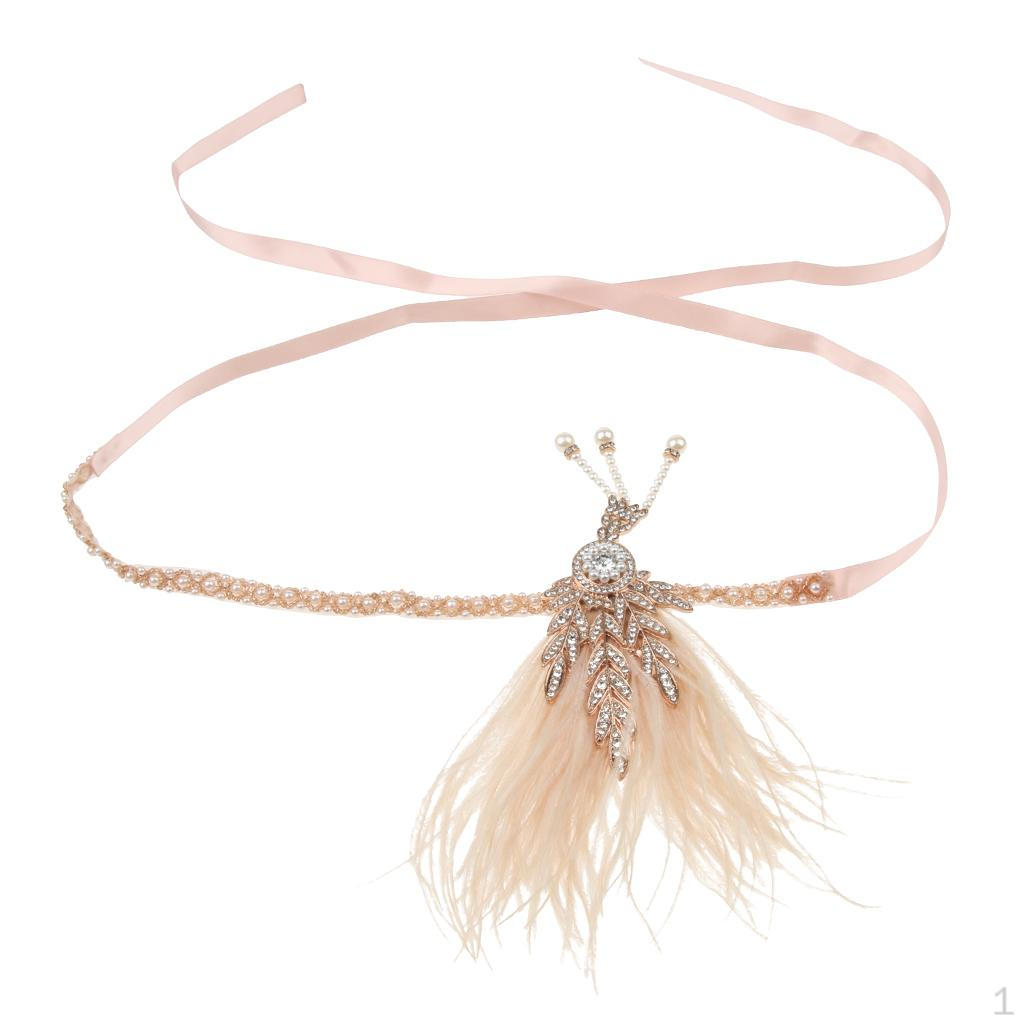 

Ретро Повязка на голову с перьями Стразы Жемчуг Кисточка Женский костюм для вечеринки