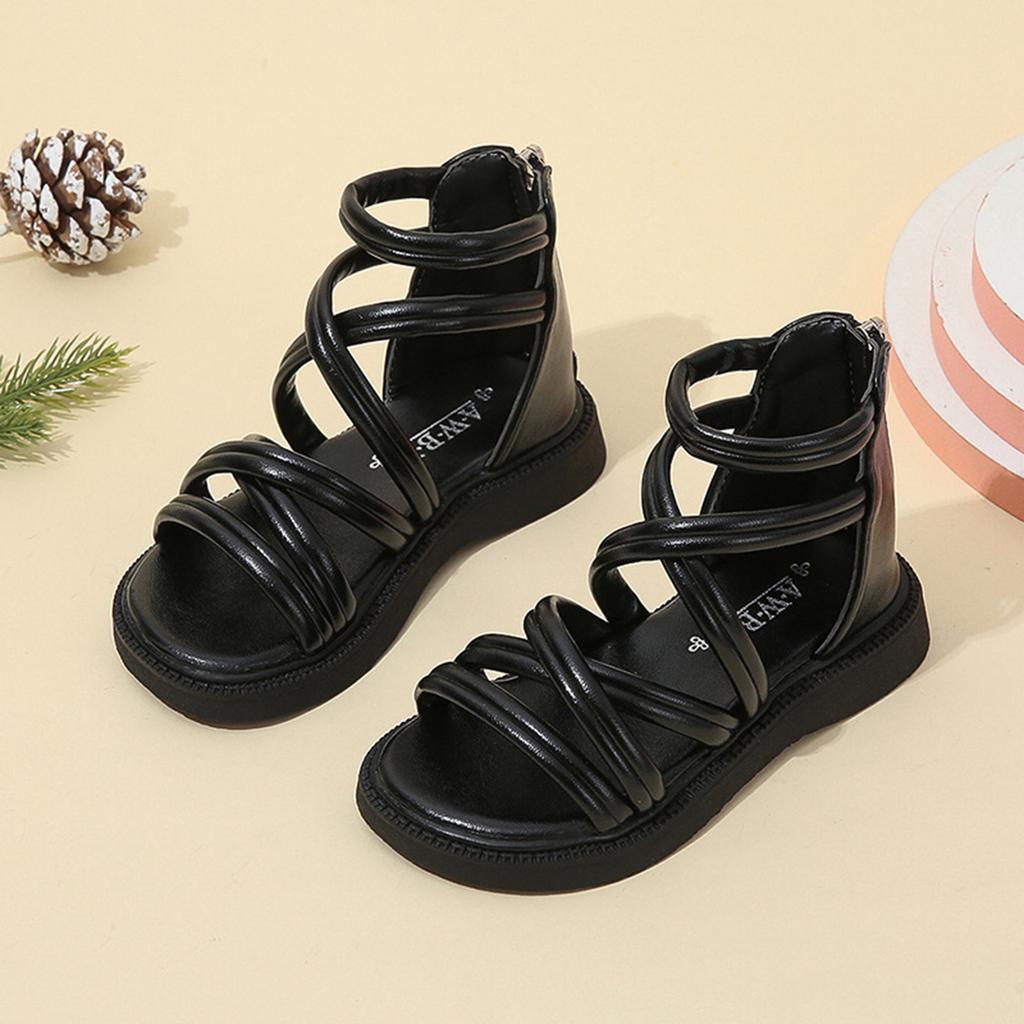 Mädchen Sandalen mit weicher Sohle und Reißverschluss hinten Bequeme Outdoor-Kleidung Leichtes flexibles Riemendesign Geeignet für Strand und Freizeit