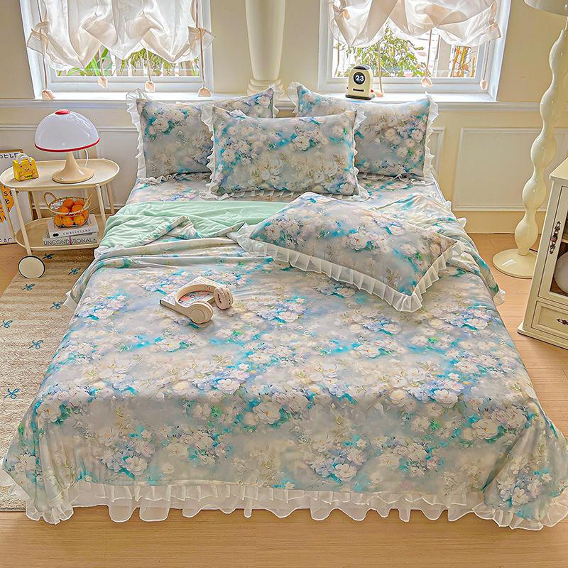 Ultraweiche Sommerkühlsteppdecke - Leicht, atmungsaktiv und hautfreundlich mit geprägtem floralem Druckdesign für alle Jahreszeiten