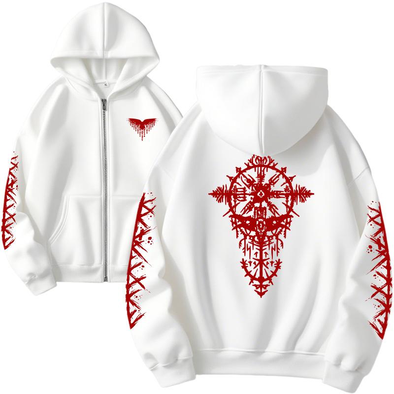 2026 New Arrival Women's Zipper Hoodie Ancient Viking Raven Print Sweatshirt Autumn Winter Casual Fashion Warm Hooded Coats
