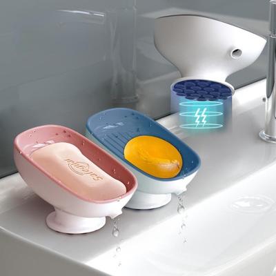Super Suction Cup Soap Dish with Drain Water for Bathroom Soap Holder Kitchen Sponge Holder Soap Container Bathroom Supplies