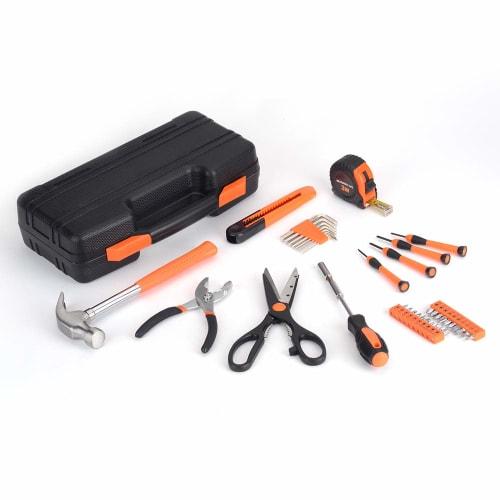 39-Piece Home Tool Set for Women, Includes Precision Screwdrivers, Scissors, and Knives (Orange), Perfect for Home Repairs and DIY Projects
