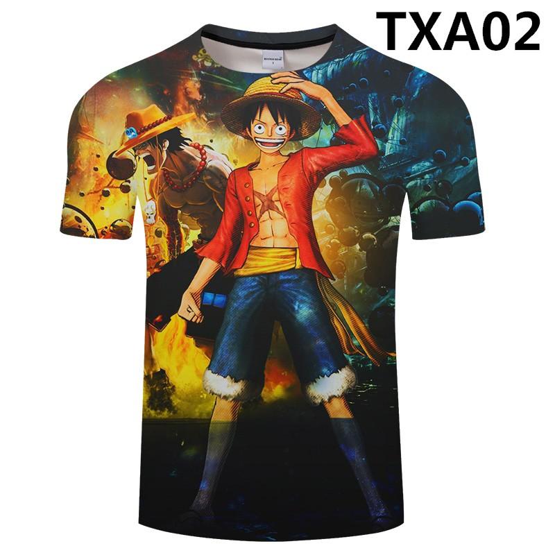 Summer Round Neck 3D Printed Anime "One Piece" Luffy Pattern Top Fashionable Casual Short Sleeved Children's Boy T-shirts