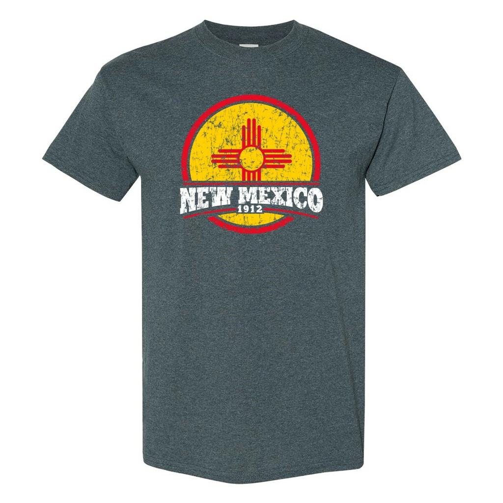 New Mexico Distressed Circle - Hometown Pride T Shirt - Dark Heather