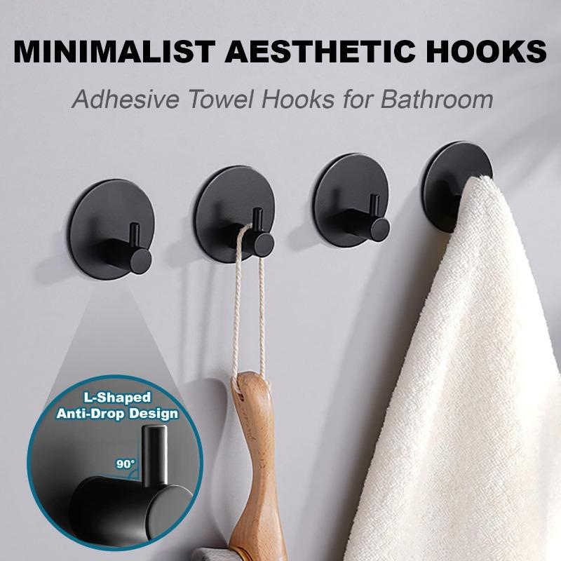 4PCS Stainless Steel Hook Self Adhesive Bathroom Wall Door Hook Coat Racks Punch-free Clothes Towel Hanger Home Storage Hooks
