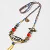 Handwoven Tibetan Dzi Bead Necklace with Thangka Pendant and Kila Style Cord
