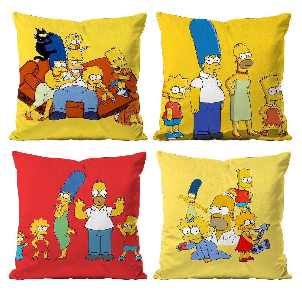 Cartoon The S-Simpsons Pillow Case Anti-dustmite Pillowcase Invisible Zipper Silky Short Plush Sofa Cushion Cover